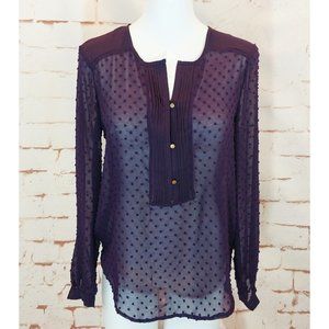 Francesca's NWT Sheer Swiss Dot Top sz Medium M Notch Collar Popover Tunic